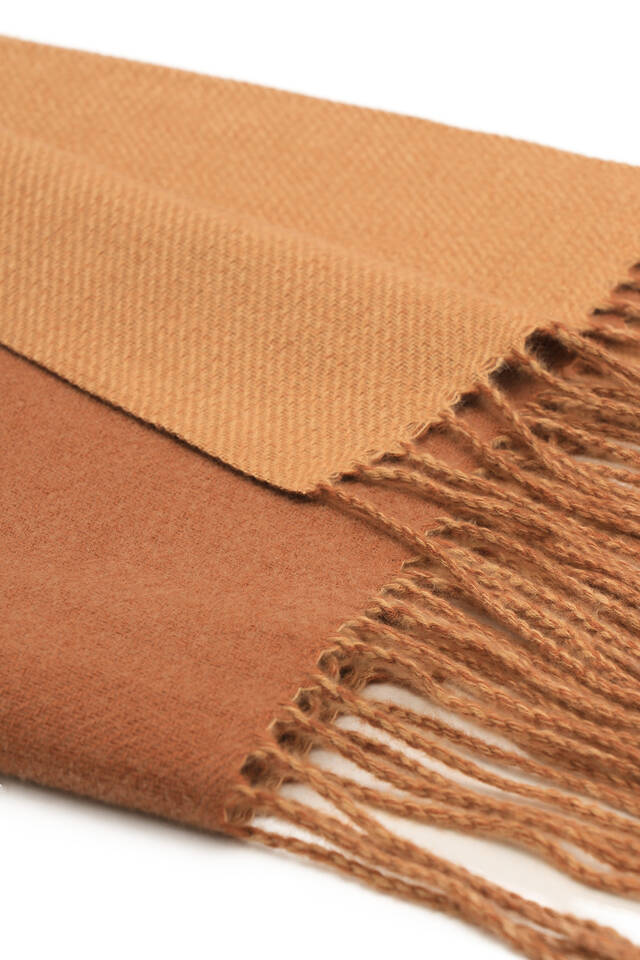 Tan Beige Double Sided Winter Shawl - 4