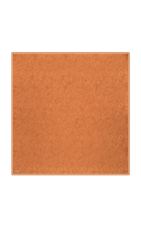 Tan Brush Pattern Twill Silk Square Scarf - 1