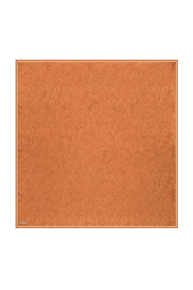 Tan Brush Pattern Twill Silk Square Scarf - 1