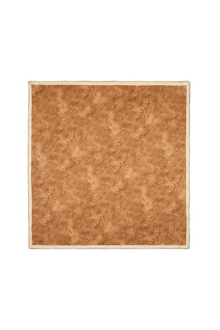 Tan Brush Silk Square Scarf 