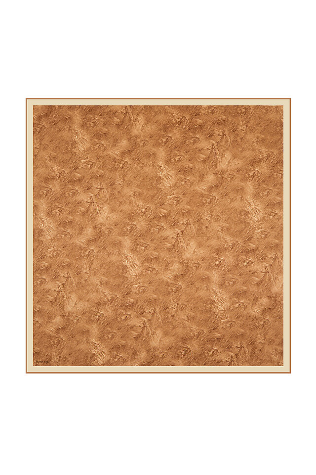 Tan Brush Silk Square Scarf 