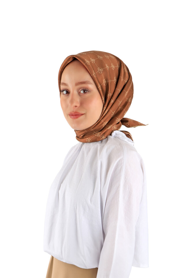 Tan Butterfly Monogram Twill Silk Square Scarf 