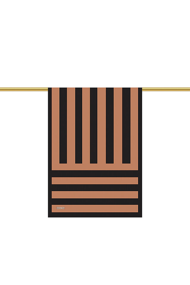 Tan Stripe Pattern Twill Silk Scarf - Bursa İpek