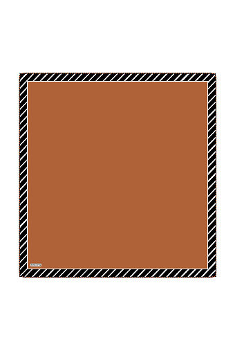 Tan Stripe Pattern Twill Silk Square Scarf 