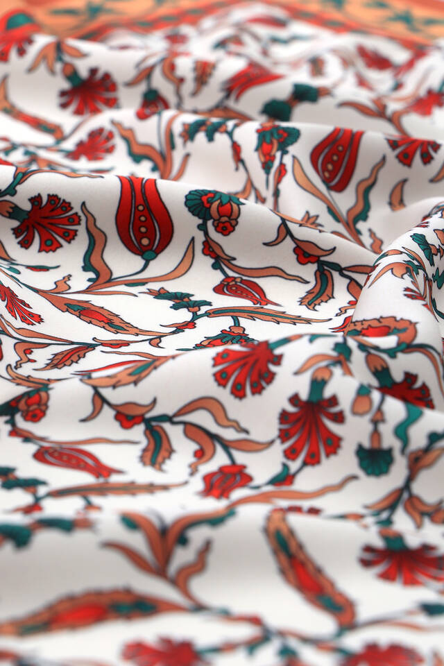 Tan Tulip Carnation Pattern Silky Pocket Square - 3