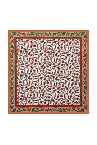 Tan Tulip Carnation Pattern Silky Pocket Square 