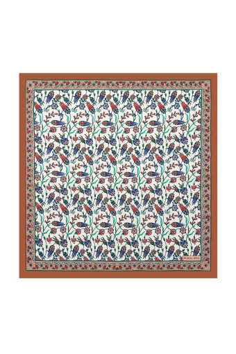 Tan Tulip Pattern Silky Pocket Square 