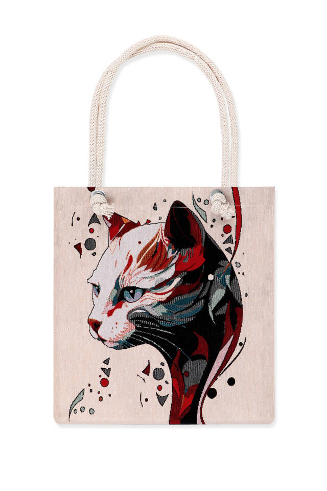 Cat Pattern Tapestry Shoulder Bag - Bursa İpek