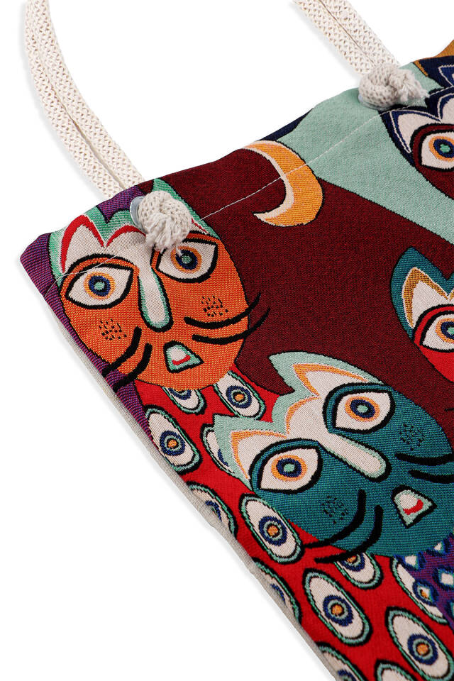 Cat Pattern Tapestry Shoulder Bag - 3