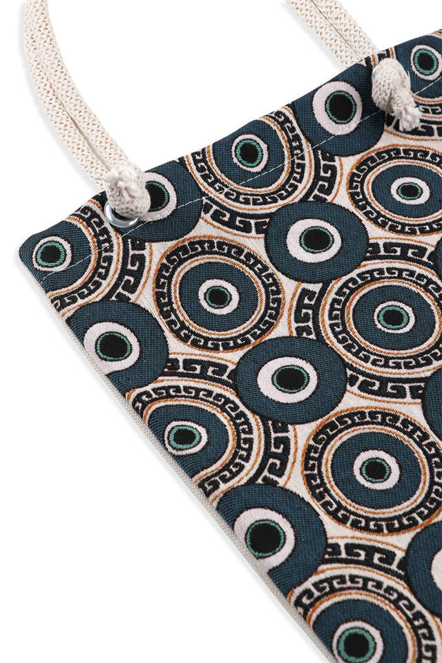 Evil Eye Bead Pattern Tapestry Shoulder Bag - 3
