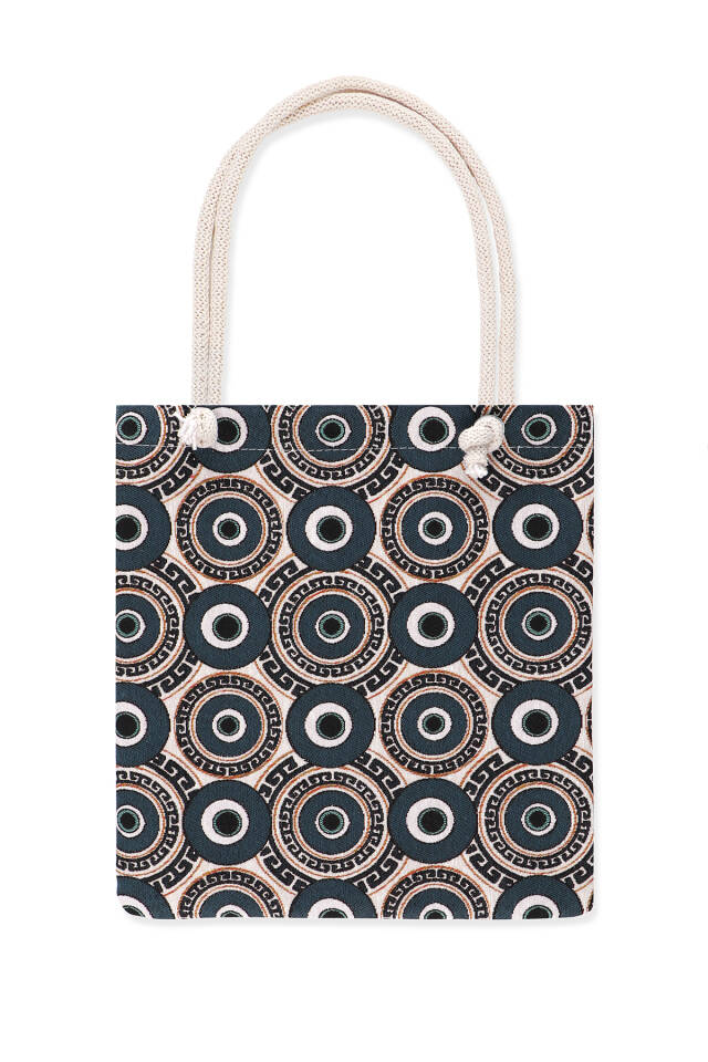 Evil Eye Bead Pattern Tapestry Shoulder Bag - Bursa İpek