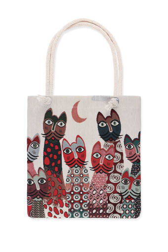 Cat Pattern Tapestry Shoulder Bag 