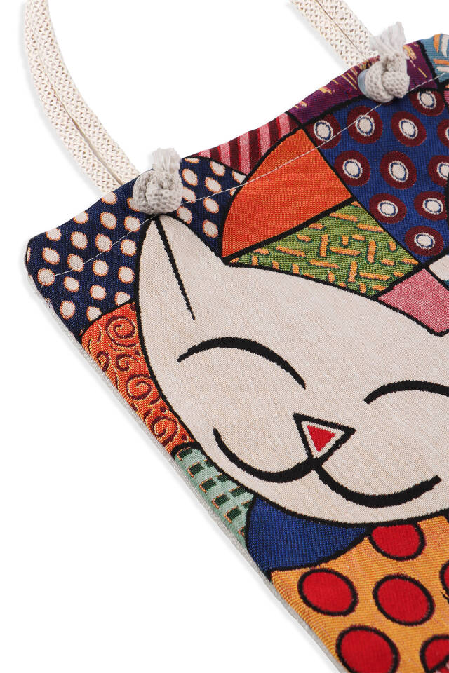 Cat Pattern Tapestry Shoulder Bag - 3
