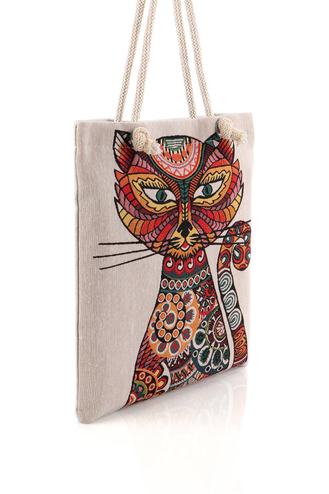 Cat Pattern Tapestry Shoulder Bag - 2