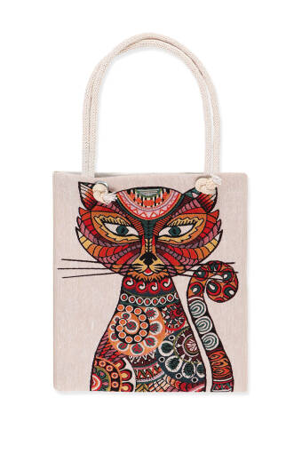 Cat Pattern Tapestry Shoulder Bag 