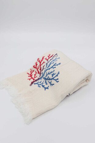 Saks Kırmızı Taş Baskı Degrade Mercan Peştemal 