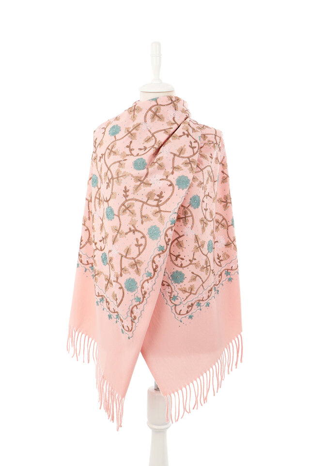Powder Stone Embroidered Winter Shawl - 2