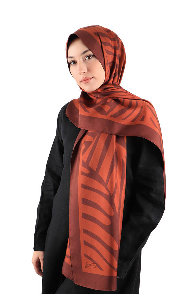 Tile Crop Pattern Twill Silk Scarf - 2