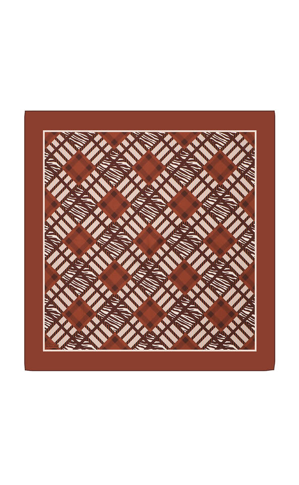 Tile Pattern Twill Silk Square Scarf - 1