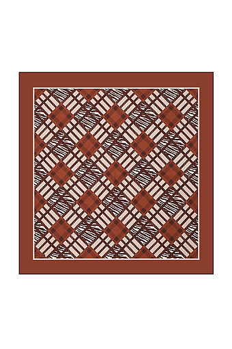 Tile Pattern Twill Silk Square Scarf 