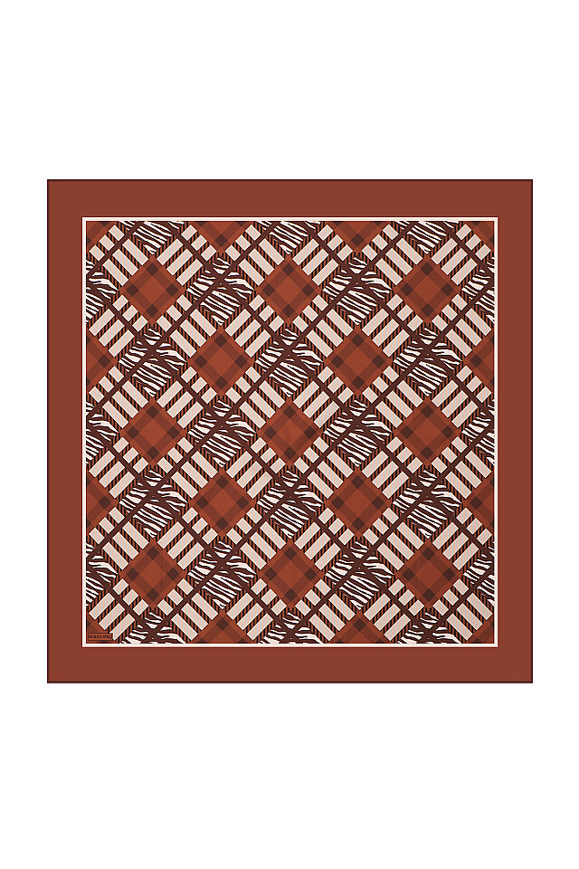 Tile Pattern Twill Silk Square Scarf 