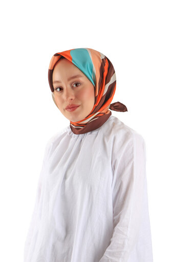 Tile Wave Pattern Twill Silk Square Scarf 