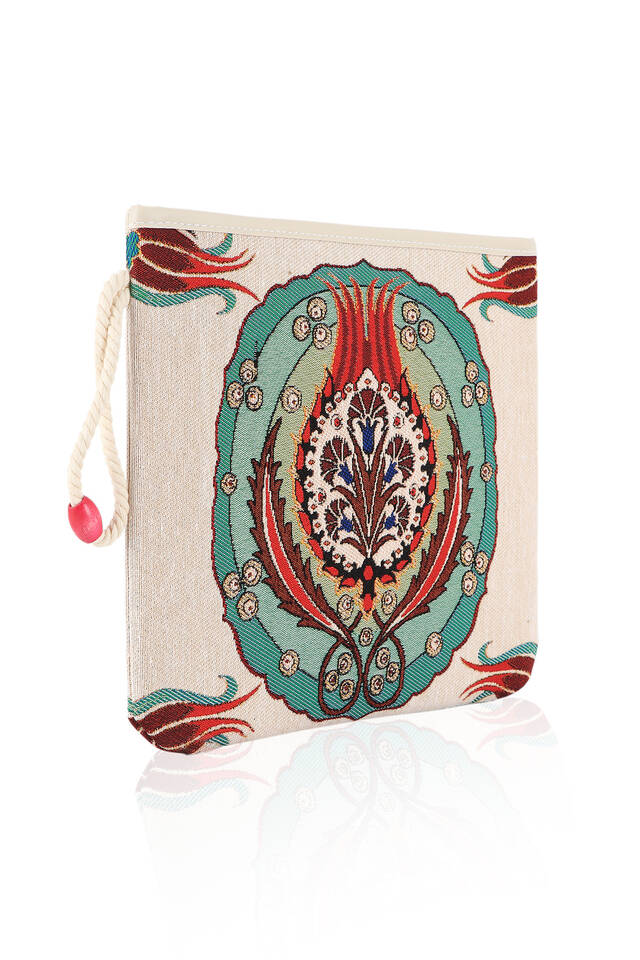 Tulip Carnation Pattern Tapestry Clutch Bag - 3
