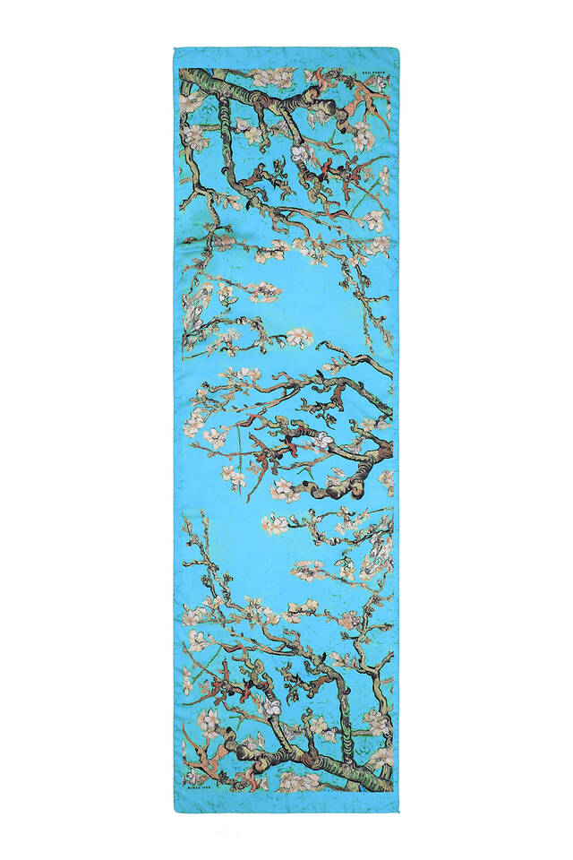 Turquoise Almond Blossom Silky Foulard - 3