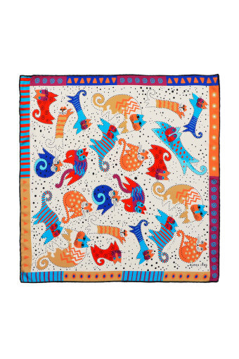 Turquoise Beige Patterned Silky Pocket Square 