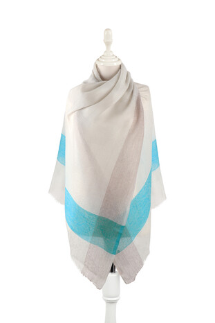 Turquoise Border Patterned Wool Shawl 
