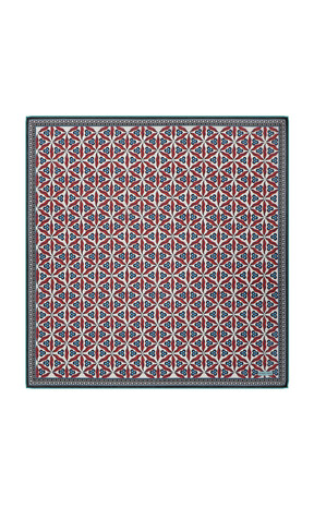 Turquoise Çintemani Pattern Soft Square Scarf 