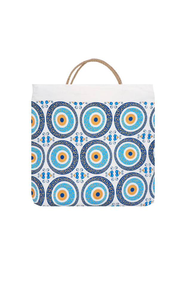 Turquoise Gold Printed Large Evil Eye Pattern Bathrobe - 4