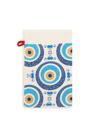 Turquoise Gold Printed Large Evil Eye Pattern Pouch 