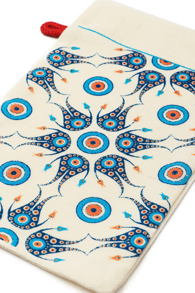 Turquoise Gold Printed Small Evil Eye Pattern Pouch - 3