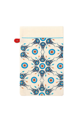 Turquoise Gold Printed Small Evil Eye Pattern Pouch 