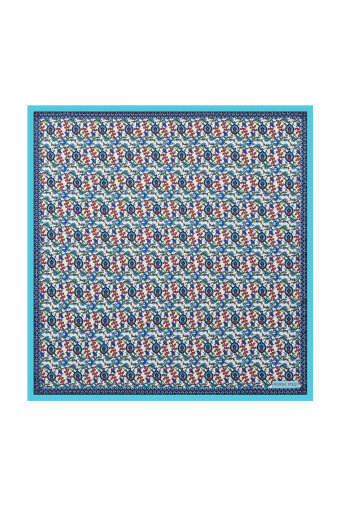 Turquoise Ivy Tulip Pattern Silky Pocket Square 