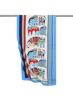 Turquoise Mint Patterned Silky Foulard 