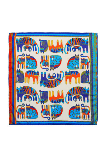 Turquoise Orange Patterned Silky Pocket Square 