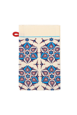 Turquoise Red Printed Anatolian Pattern Pouch 