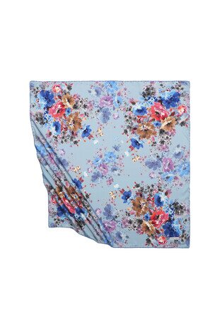 Turquoise Sardinia Pattern Silky Square Scarf 