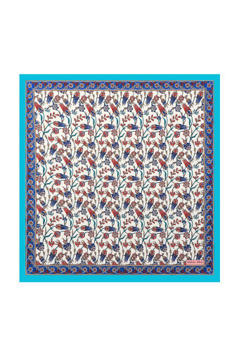 Turquoise Tulip Pattern Silky Pocket Square 