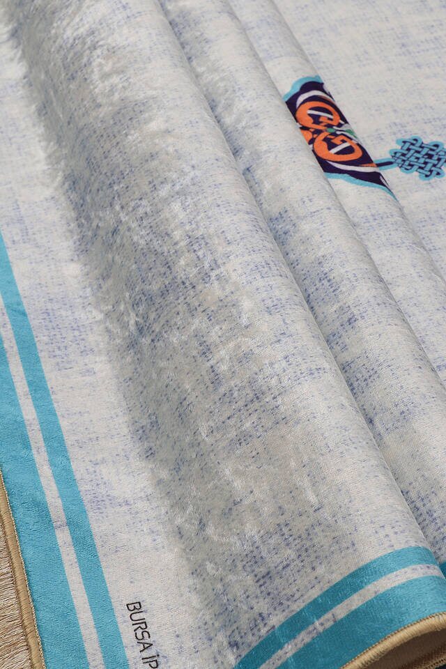 Turquoise Velvet Carpet Prayer Rug - 2