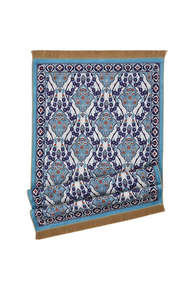 Turquoise Velvet Carpet Prayer Rug - 4