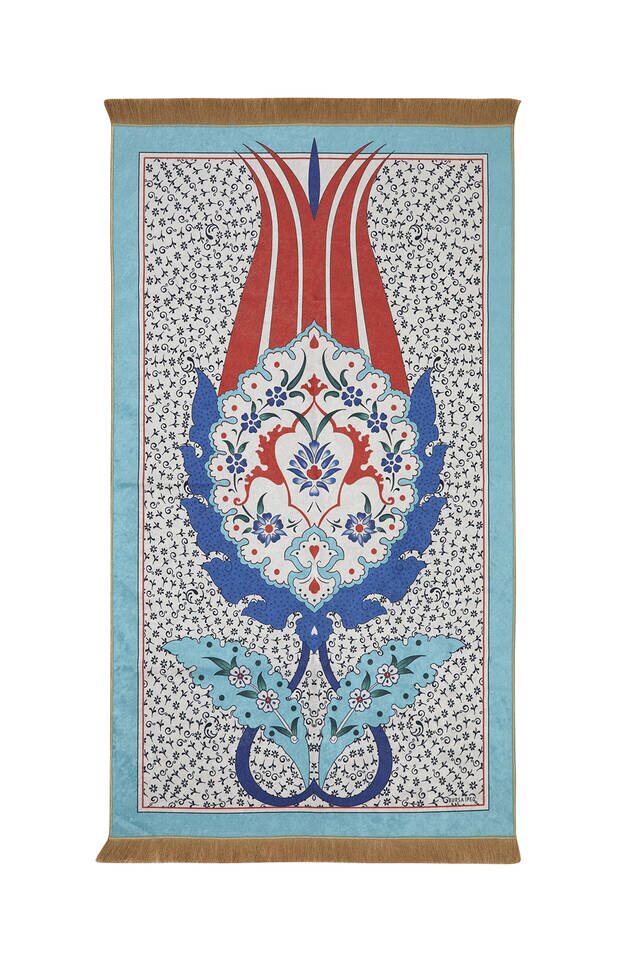 Turquoise Velvet Carpet Prayer Rug 