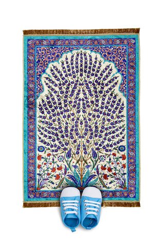 Turquoise Velvet Children's Prayer Rug 