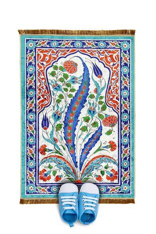Turquoise Velvet Children's Prayer Rug 