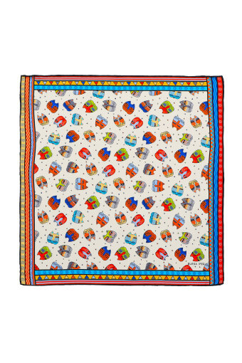 Turquoise Yellow Patterned Silky Pocket Square 