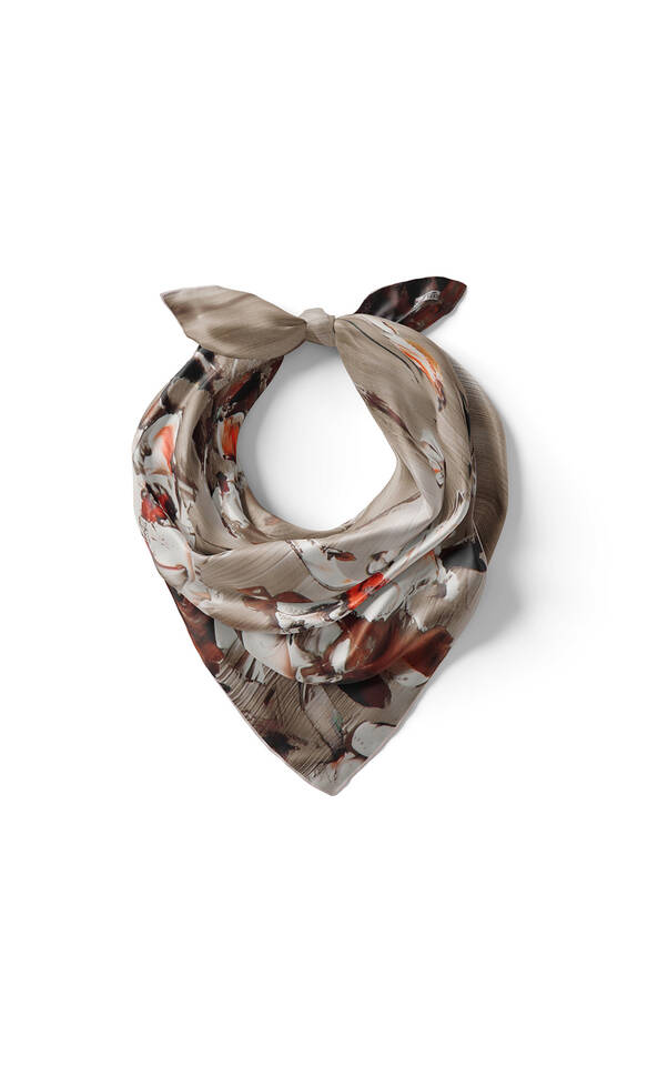 Vizon Anemon Desen İpek Mendil - 2