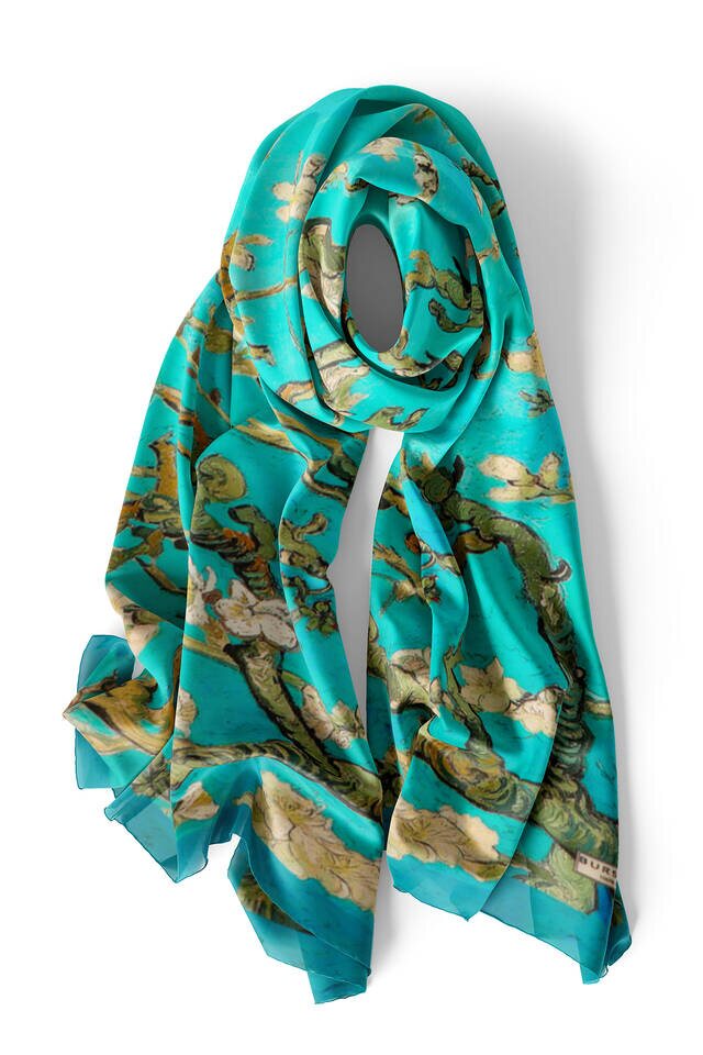 Water Green Almond Blossom Silk Foulard - 4