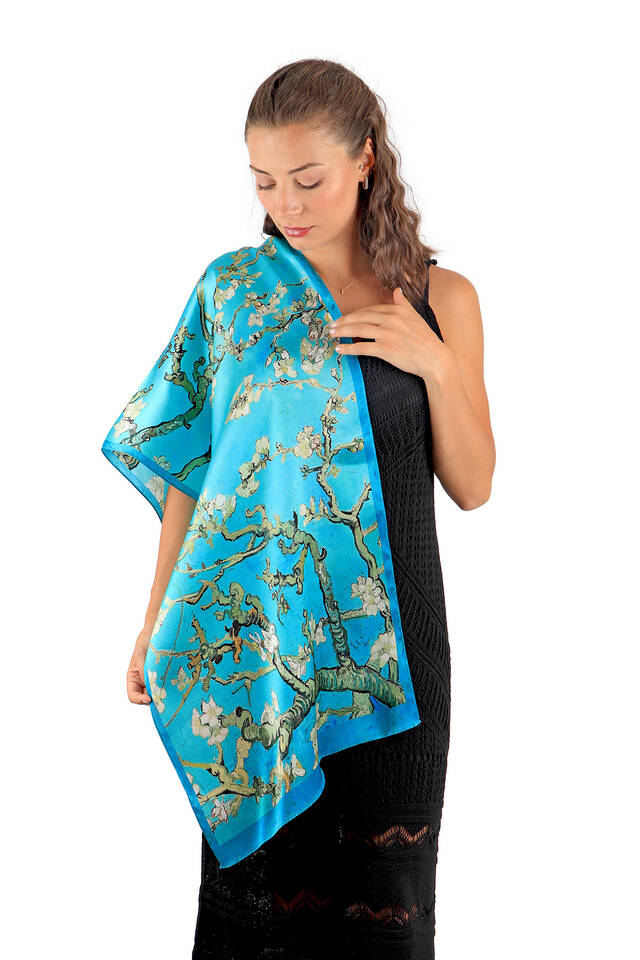 Water Green Almond Blossom Silk Foulard - 2